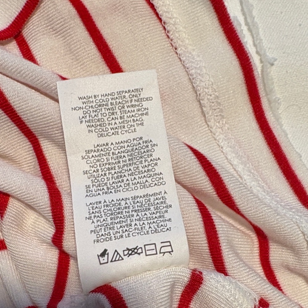 Cabi Red Striped V-Neck Cookout Tee #640 - Picture 10 of 11